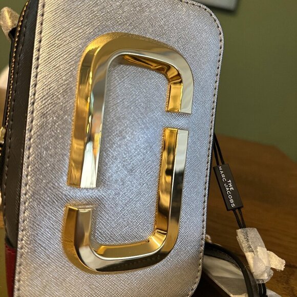 NWT! New Marc Jacobs Hot Shot Crossbody Leather Bag -Silver multi - Picture 7 of 12